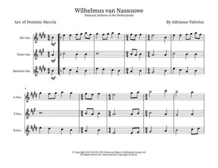 Wilhelmus (netherlands National Anthem) (arr. Dominic Meccia)