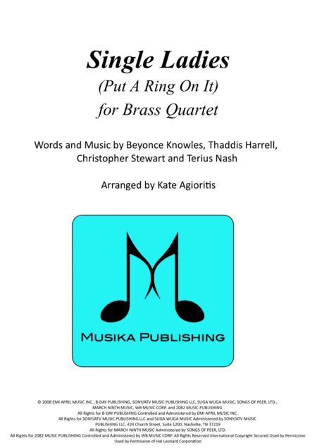 Single Ladies (Put A Ring On It) (arr. Kate Agioritis)