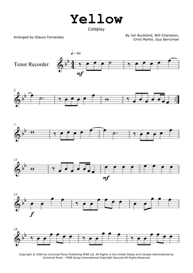 Yellow (arr. Glauco Fernandes)