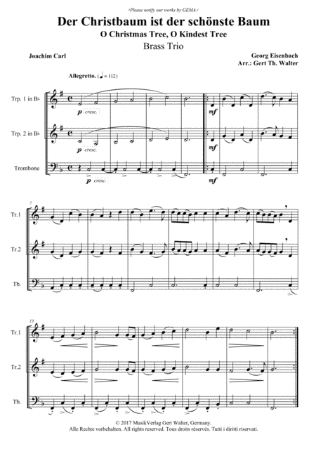 O Christmas Tree, O Kindest Tree (arr. Gert Th. Walter)