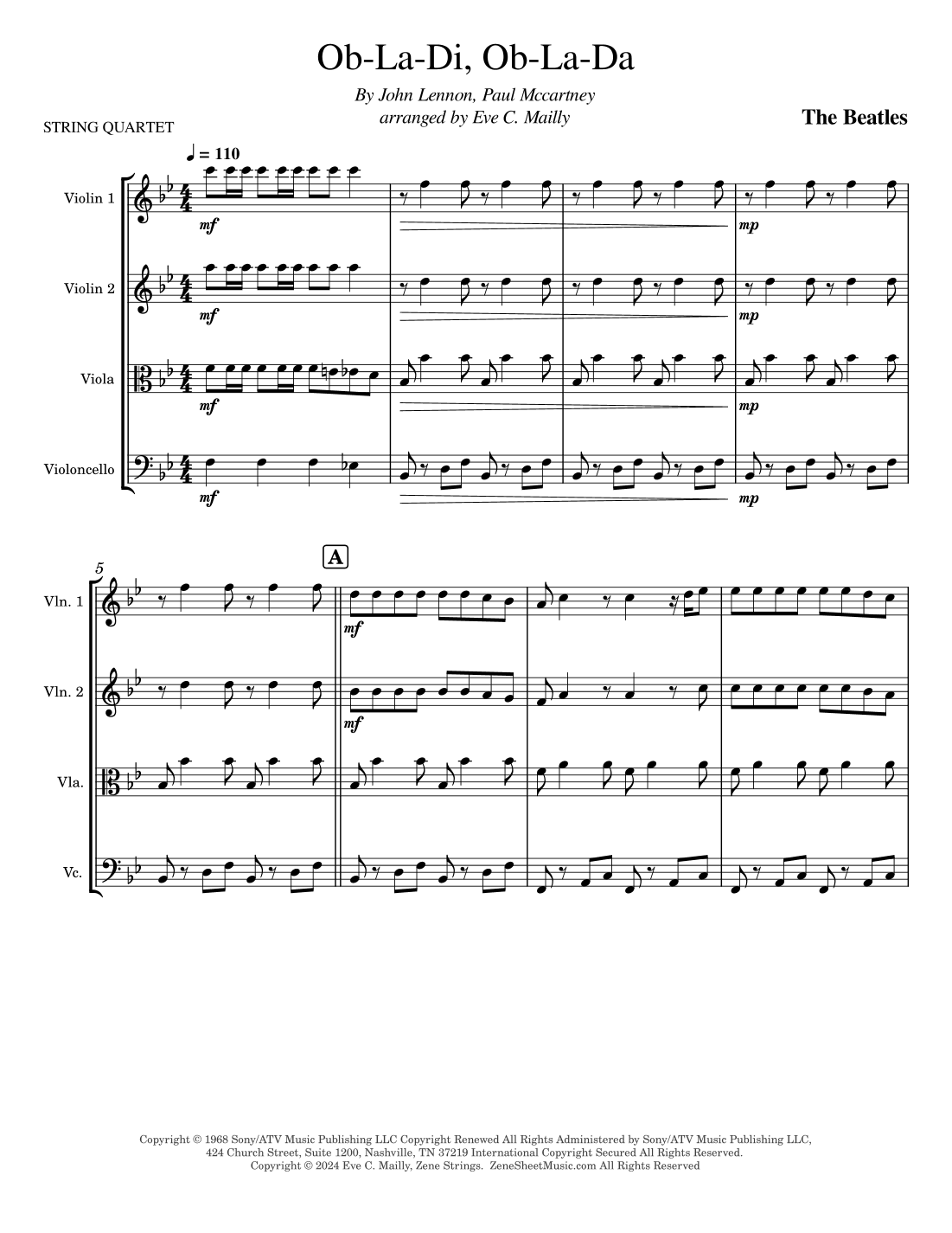 Ob-la-di, Ob-la-da (arr. Eve C. Mailly - Zene Strings)