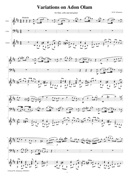 Variations on Adon Olam (Eternal Lord) for flute, cello and guitar (arr. David Warin Solomons)