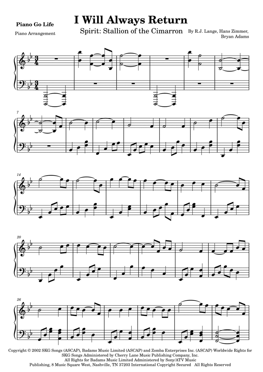 I Will Always Return (arr. Piano Go Life)