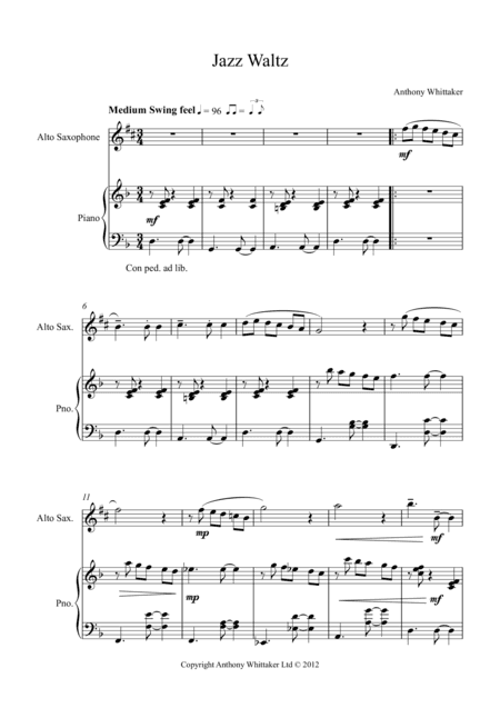 Jazz Waltz for Alto Sax