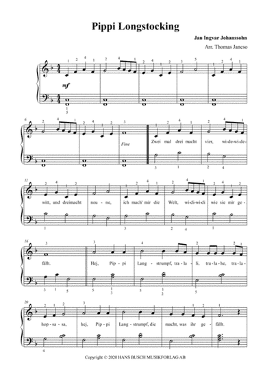 Here Comes Pippi Longstocking (arr. Thomas Jancso)