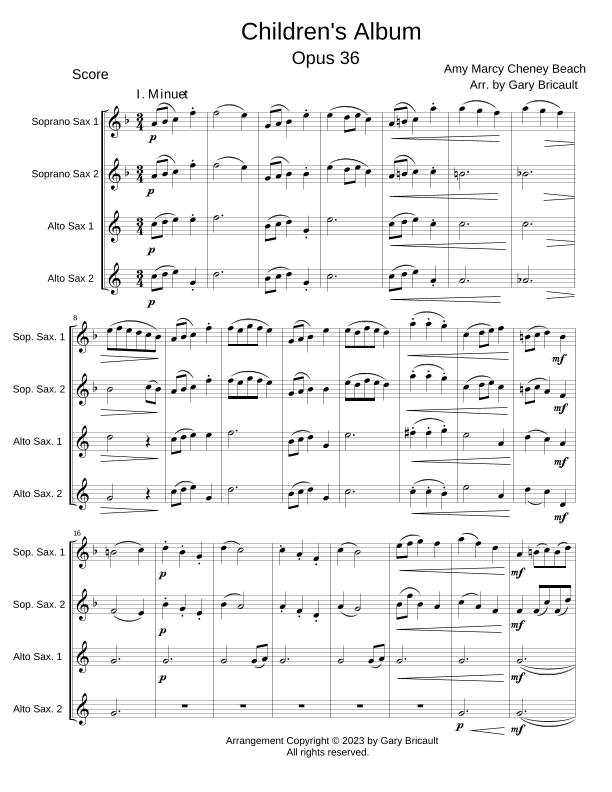 Children's Album - Opus 36 (arr. Gary Bricault)