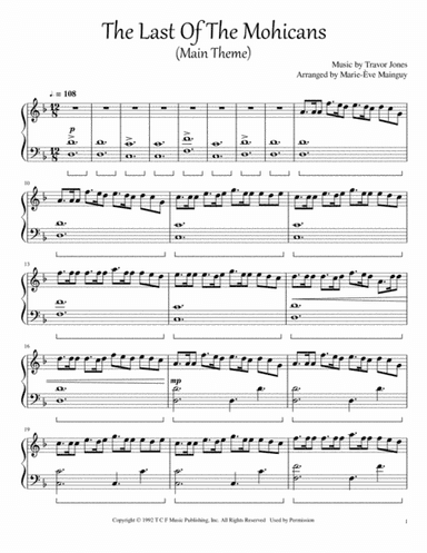 Last Of The Mohicans (main Theme) (arr. Marie-Ève Mainguy)