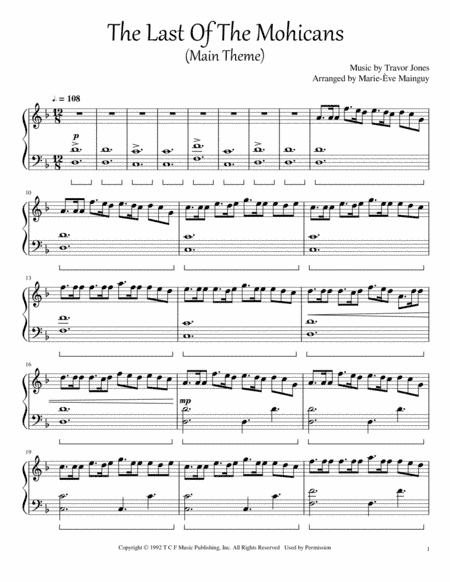 Last Of The Mohicans (main Theme) (arr. Marie-Ève Mainguy)