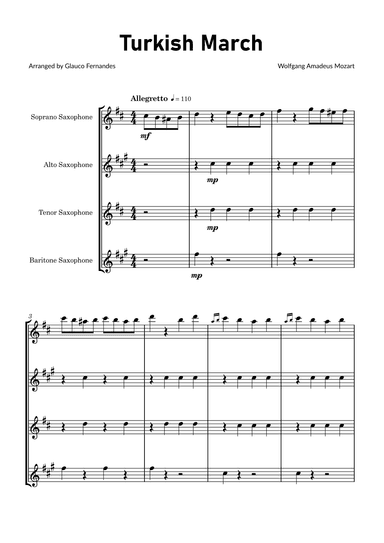 Turkish March by Mozart - Saxophone Quartet (arr. Glauco Fernandes)
