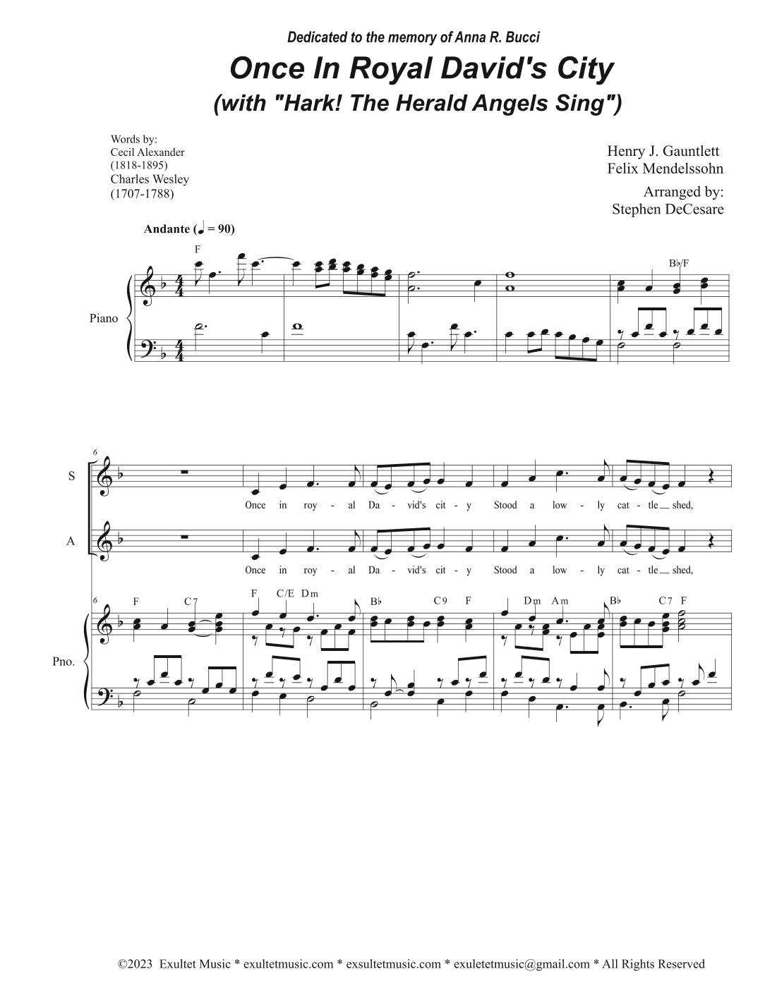 Once In Royal David's City (with "Hark! The Herald Angels Sing") (SATB) (arr. Stephen DeCesare)