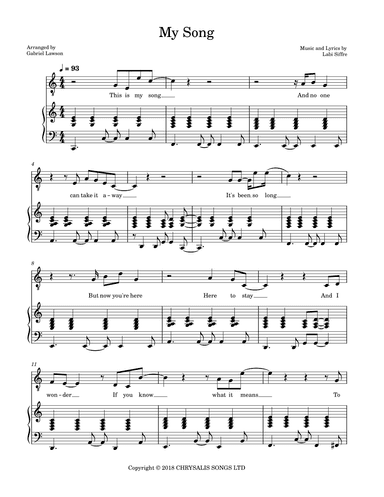My Song (arr. Gabriel Lawson)