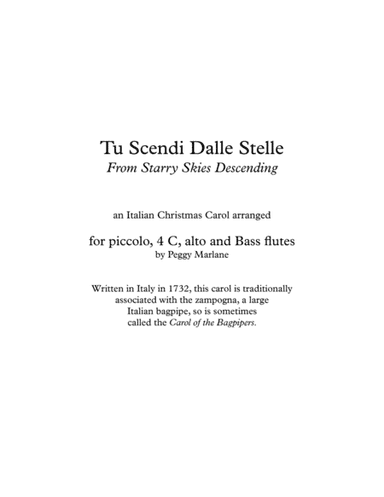 Tu Scendi Dalle Stelle (From Starry Skies Descending) (arr. Peggy Marlane)