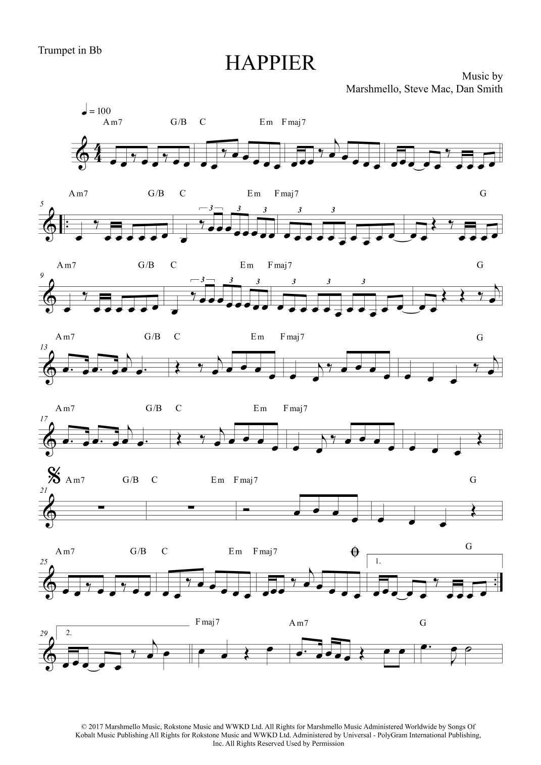 Happier (arr. The Sheet Music Library)
