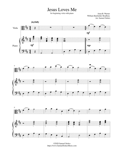 Jesus Loves Me - for beginning viola with optional piano accompaniment (arr. Samuel Stokes)