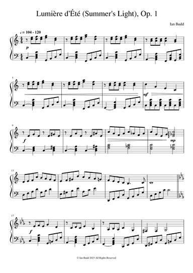 Lumière d’Été (Summer's Light), Op. 1