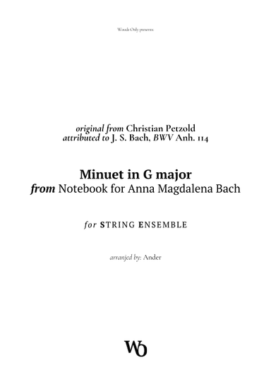 Minuet in G major by Bach for String Ensemble (arr. Ander)