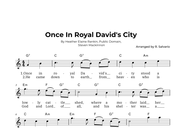 Once In Royal David's City (Key of C Major) (arr. R. Salvario)