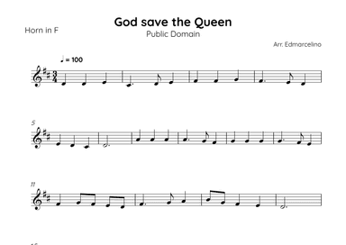 God Save the Queen -  for French Horn Beginners (arr. Edmarcelino)
