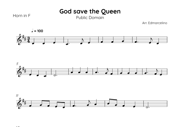 God Save the Queen -  for French Horn Beginners (arr. Edmarcelino)
