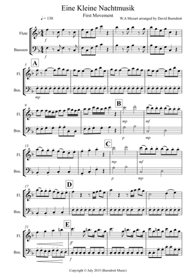 Eine Kleine Nachtmusik (1st movement) for Flute and Bassoon Duet (arr. David Burndrett)