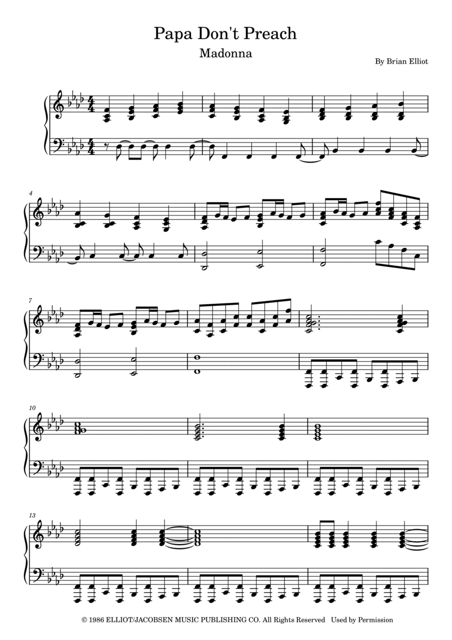 Papa Don't Preach (arr. Piano Go Life)