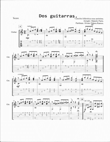Dos guitarras. (arr. Manuel Parra Torres y Alvaro Najera Ramos.)
