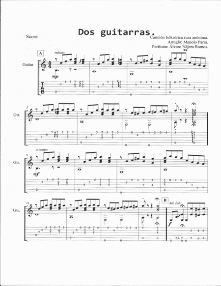 Dos guitarras. (arr. Manuel Parra Torres y Alvaro Najera Ramos.)