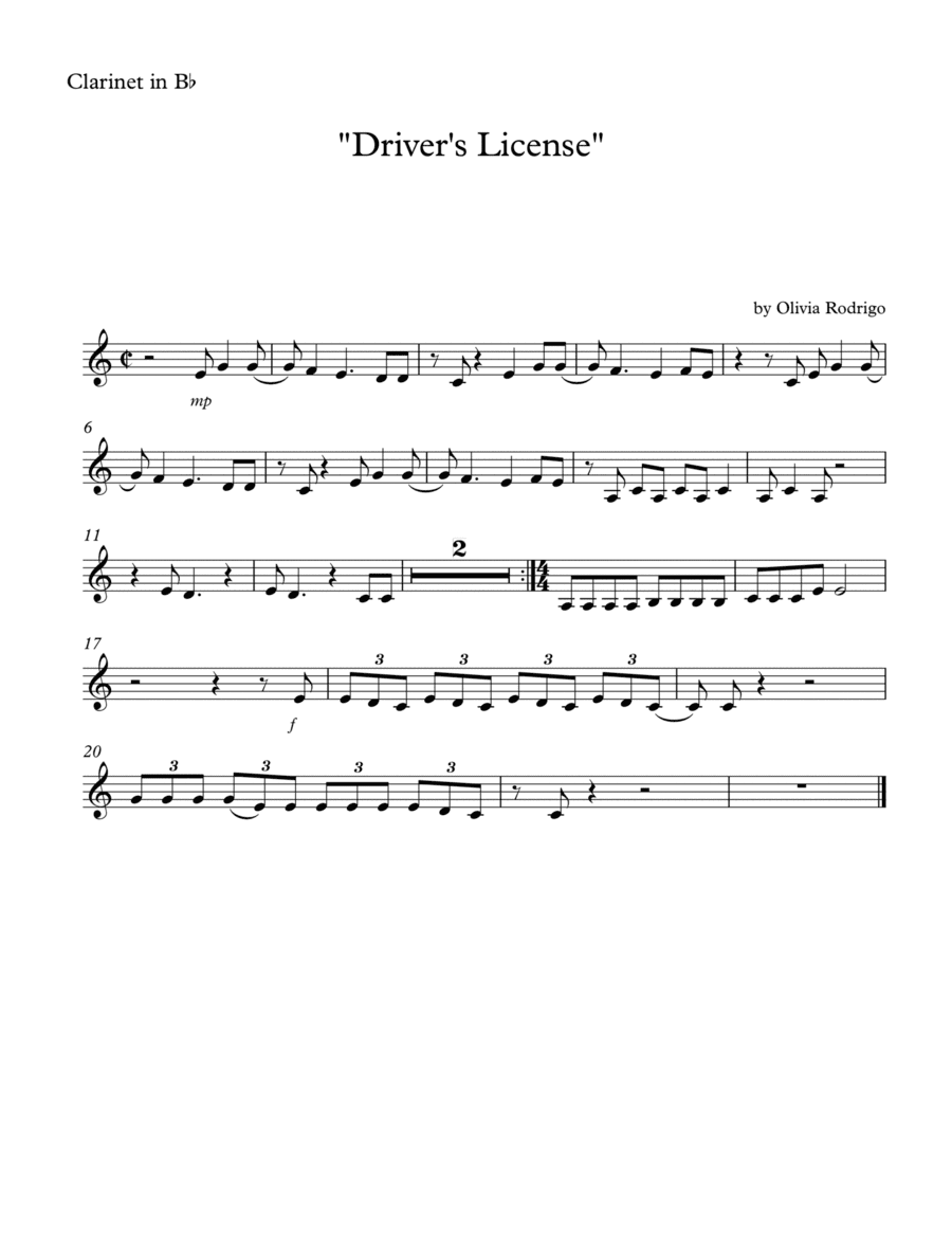 Drivers License (arr. SongBird Music)