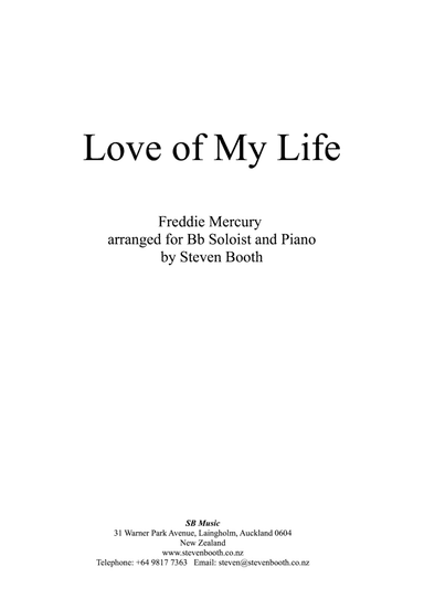 Love Of My Life (arr. Steven Booth)