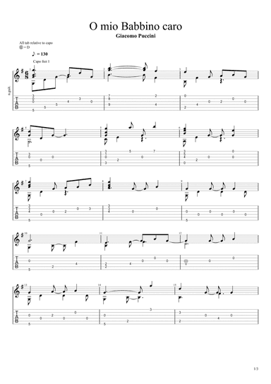 O mio babbino caro from Gianni Schicchi (Solo Fingerstyle Guitar Tab) (arr. Chris Richter)