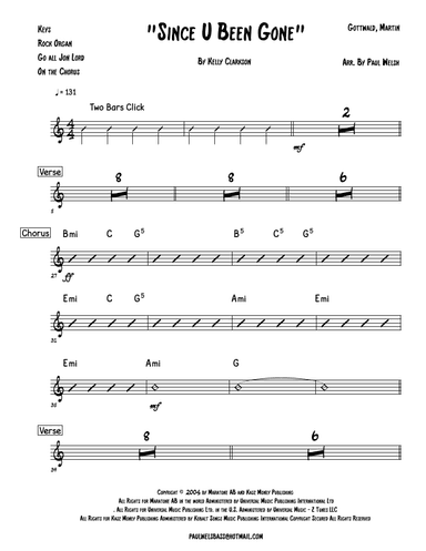 Since U Been Gone (arr. P Welsh)