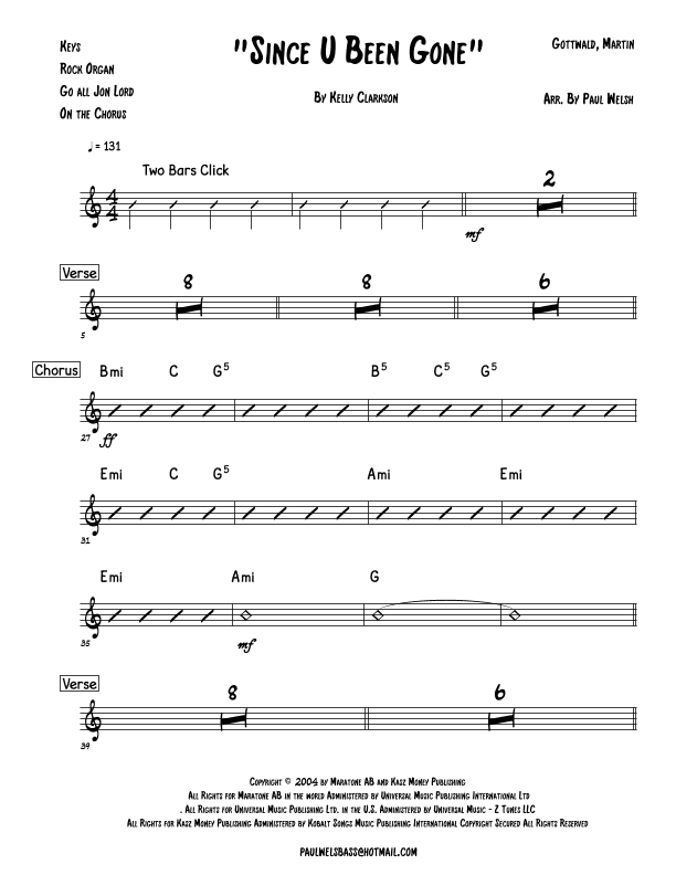 Since U Been Gone (arr. P Welsh)