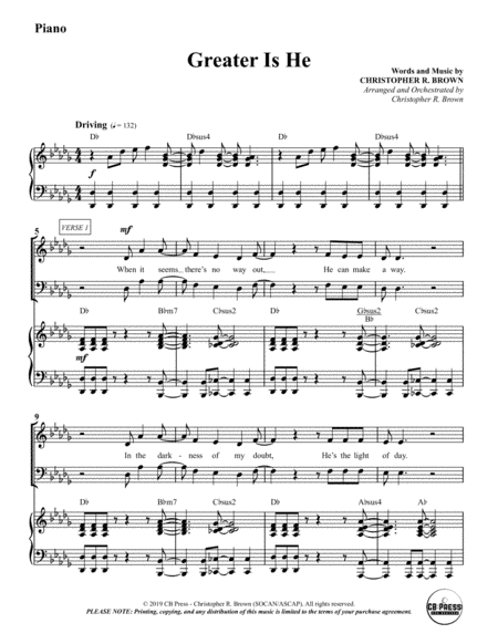 Greater Is He (Anthem) - Piano Accompaniment