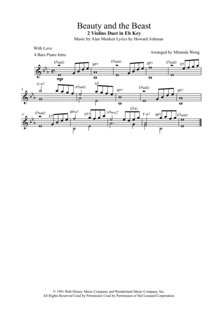 Beauty And The Beast (arr. Miranda Wong)