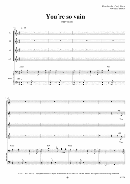 You're So Vain (arr. Jetse Bremer)