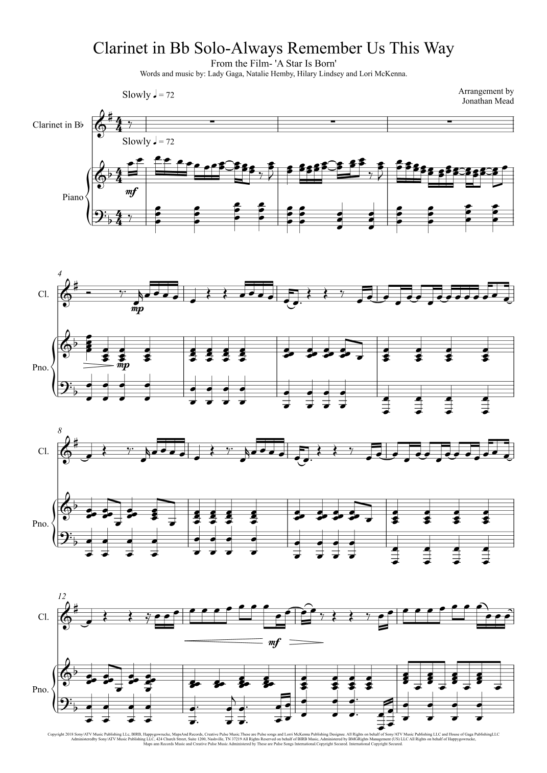 Always Remember Us This Way (arr. Jonathan Mead)