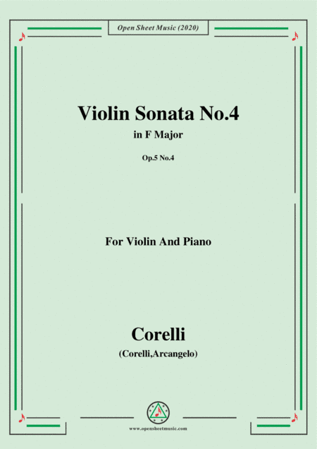 Corelli-Violin Sonata No.4 in F Major,Op.5 No.4,for Vioin&Piano (arr. MSM)