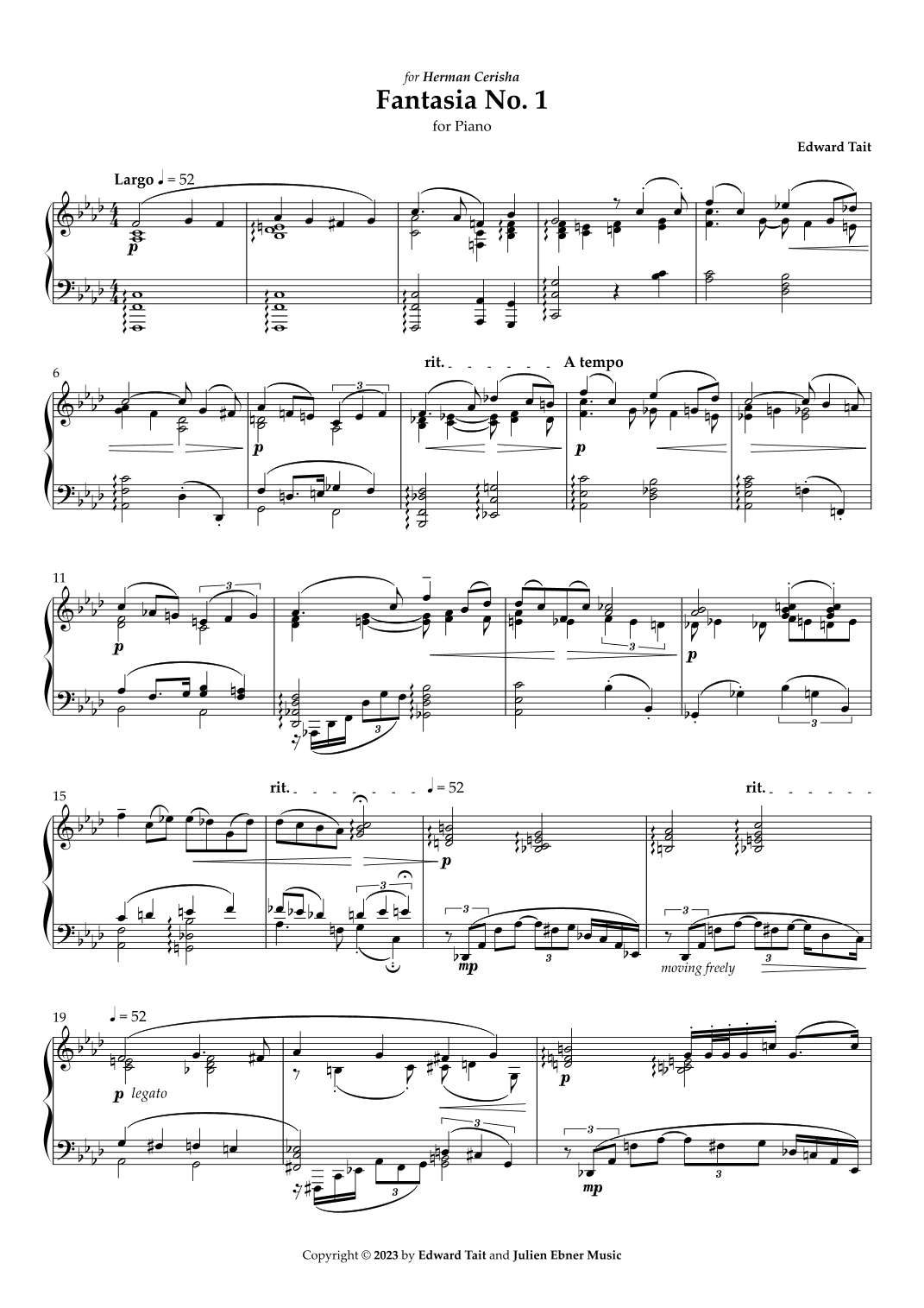 Fantasia No. 1 for Piano (Op. 19)