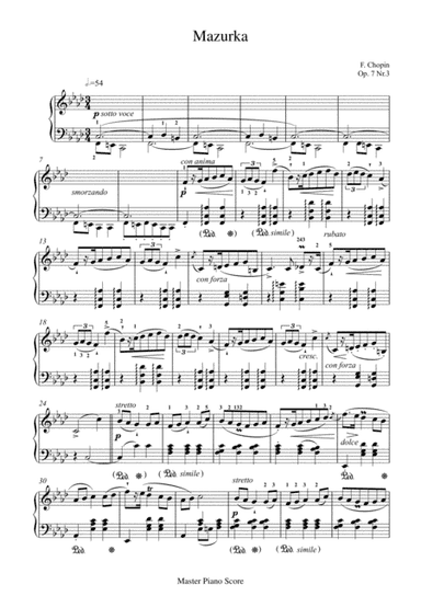 Chopin - Mazurka f-minor Op. 7,3 for piano solo (arr. MPS)
