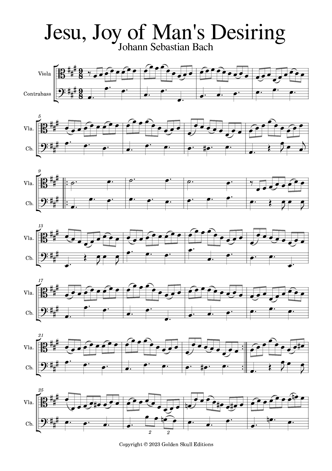 Jesu, Joy of Man's Desiring (arr. Golden Skull Editions)