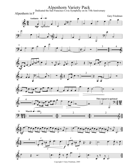 Alpenhorn Variety Pack (solo and piano reduction of orchestra)