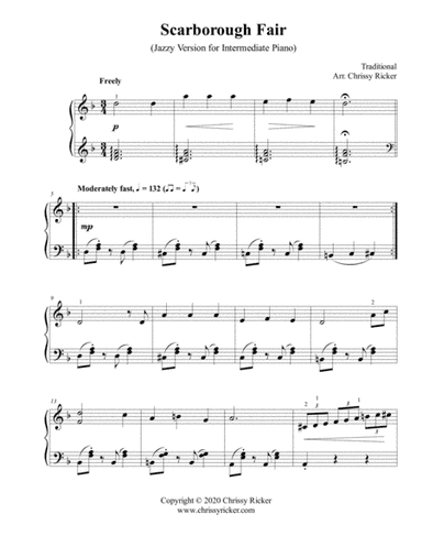 Scarborough Fair (jazzy version) - intermediate piano (arr. Chrissy Ricker)