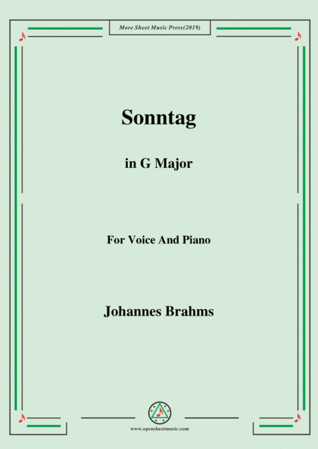 Brahms-Sonntag in G Major,for voice and piano (arr. MSM)