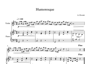Humoresque - Antonin Dvorak (Violin + Piano) (arr. Digital Book Music)