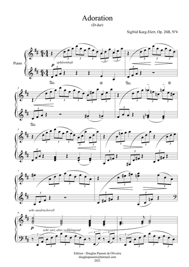 Adoration (Op. 26B, Nº 4) (piano and harmonium) (piano part) (arr. Passoni Music)