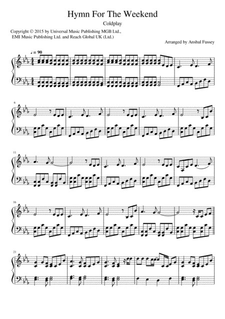 Hymn For The Weekend (arr. Sunil Fussey)