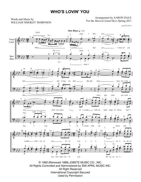 Who's Lovin' You (arr. Aaron Dale)