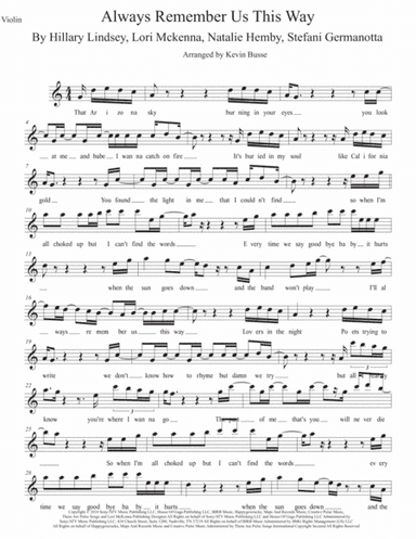 Always Remember Us This Way (arr. Kevin Busse)