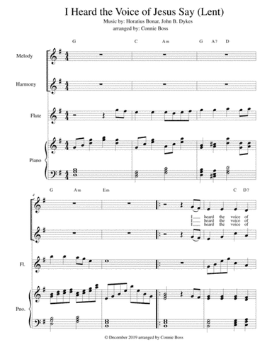 I Heard the Voice of Jesus Say (Lent Lyrics) - Flute, vocal duet and piano (arr. Connie Boss)