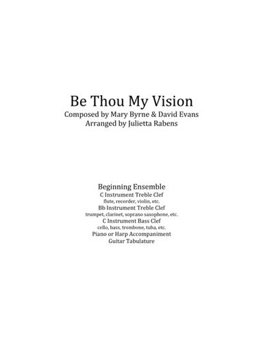 Be Thou My Vision in G major for easy ensemble (arr. Julietta Rabens)